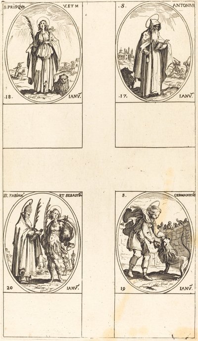 Aziz Anthony; Aziz Priska; Aziz Germanicus; St. Fabian ve Sebastian by Jacques Callot