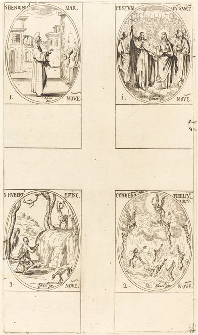 Aziz Benignus; Tüm Azizler Festivali; Ölülerin Anılması; Aziz Hubert by Jacques Callot