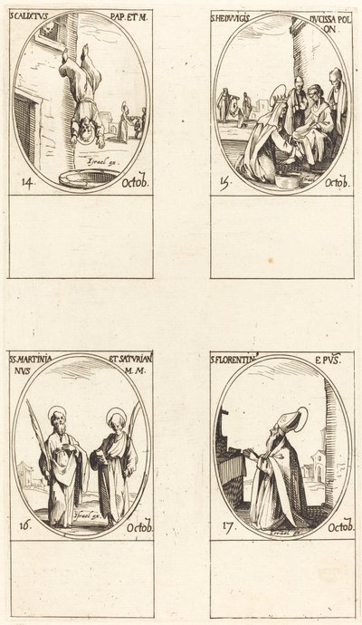 St. Kalikstus; St. kirpiler; St. Martinian ve Saturian; St. Floransalı by Jacques Callot
