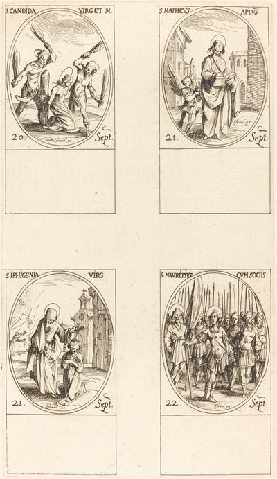 Aziz Canida; Aziz Matta; Aziz İpigenia; Aziz Maurice ve Yoldaşları by Jacques Callot