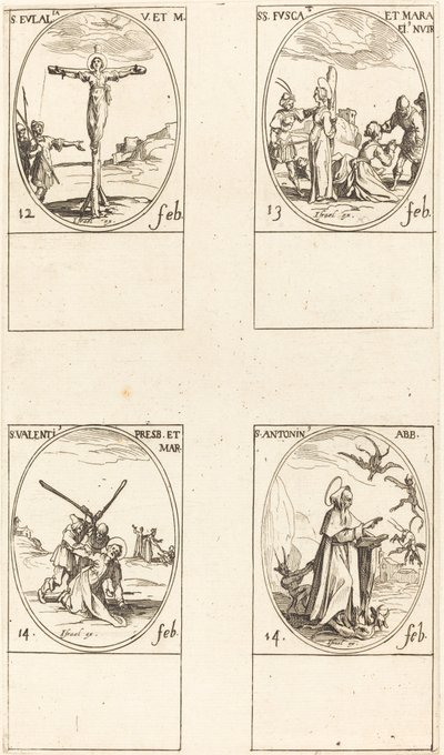 Aziz Eulalia; Aziz Fusca ve Maura; Sevgililer Günü; Aziz Anthony by Jacques Callot