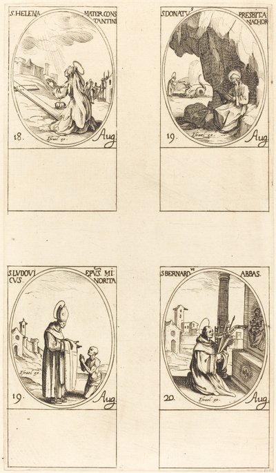 Aziz Helen; Aziz Donatus; Aziz Ludovicus, Piskopos; Aziz Bernard by Jacques Callot