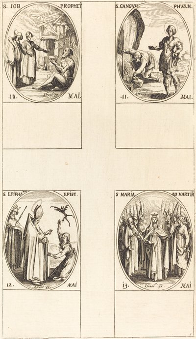 Aziz Eyüp, Peygamber, Aziz Gangulphus, Aziz Epiphanius, Şehitler Aziz Meryem. by Jacques Callot