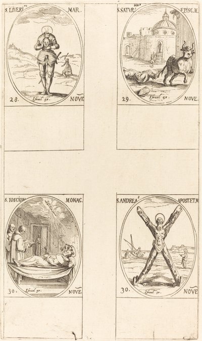 Aziz livi Satürninus Tioscion, St. Andrew. by Jacques Callot