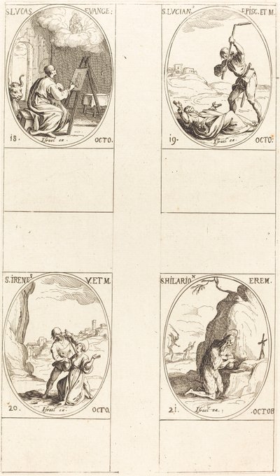 Aziz Luka; Aziz Lucian; Aziz İrini; Aziz Hilarion by Jacques Callot
