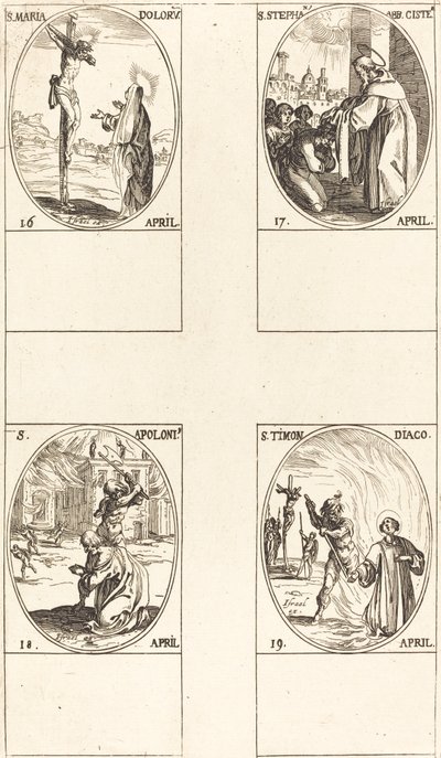 St. Maria Doloru; St. Stephen, Abbot; St. Apollonius; St. Timon by Jacques Callot