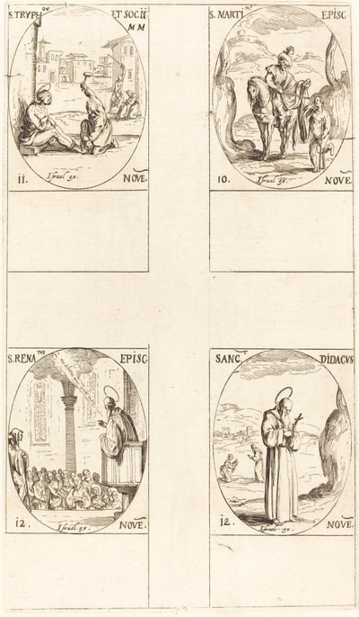 Aziz Martin, Aziz Tryphon ve Yoldaşlar, Aziz Renatus, Aziz Didacus. by Jacques Callot
