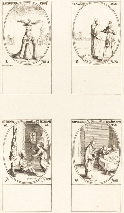 Aziz Medard; Aziz Kalliopa; St. Primus ve Felician; İskoçya Aziz Margaret by Jacques Callot