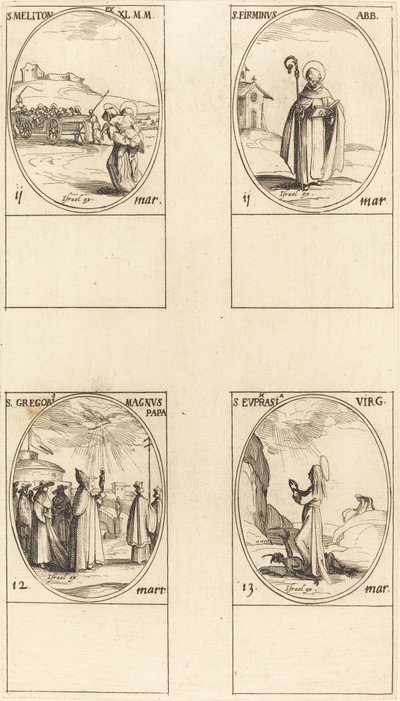 Aziz Meliton; Aziz Firminus; Aziz Gregory Büyük; Aziz Euphrasia by Jacques Callot