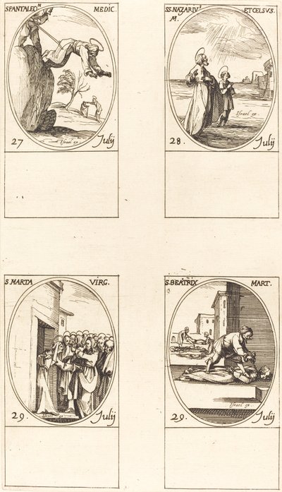 Aziz Pantaleon; St. Nazarius ve Celsus; Aziz Marta; Aziz Beatrice by Jacques Callot