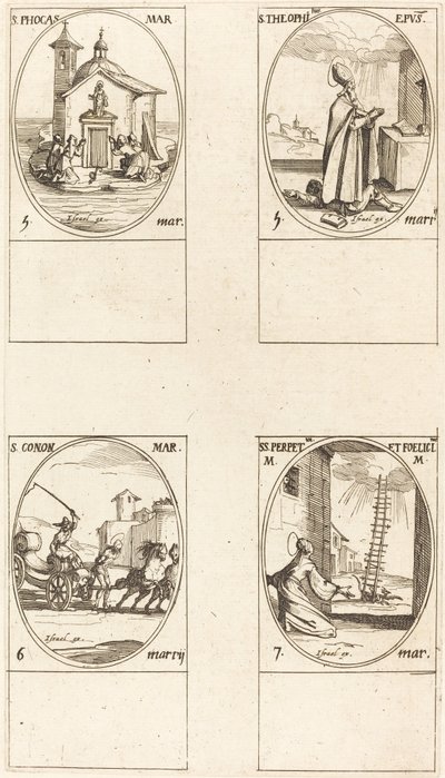 St. Phokas; St. teofilus St. Conon; St. Ebedi ve Mutluluk by Jacques Callot