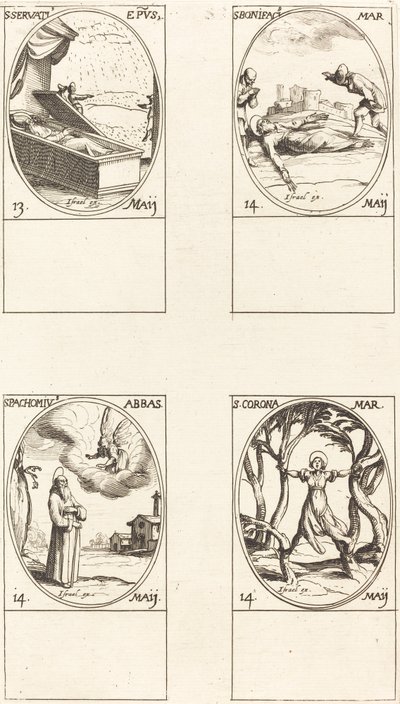 Aziz Servatius; Aziz Boniface; Aziz Pachomius; Aziz Corona by Jacques Callot