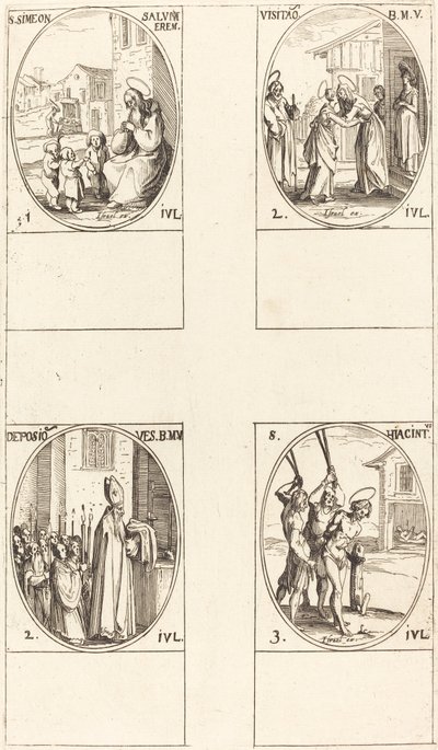 Aziz Simeon Salus; Ziyaret; Bakire Giysilerinin Bırakılması; Aziz Hiacintus by Jacques Callot