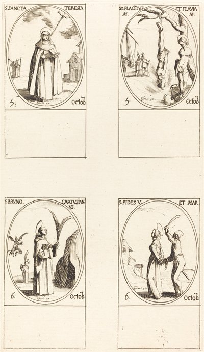 Aziz Theresa; Aziz Placidus ve Flavia; Aziz Bruno; Aziz İnanç by Jacques Callot