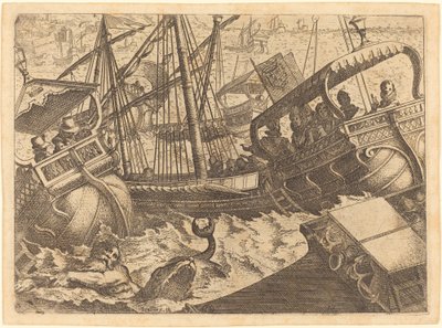 Barselona Sahili Açıklarında Fırtına by Jacques Callot