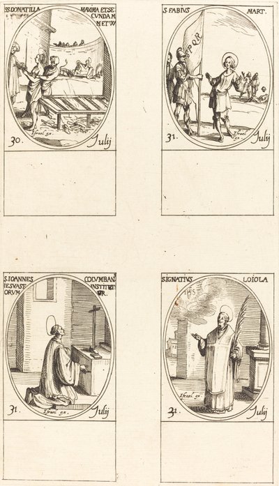 St. Donatilla, Maxima & Secunda; Aziz Fabius; St. John Colombini; Aziz Ignatius Loyola by Jacques Callot