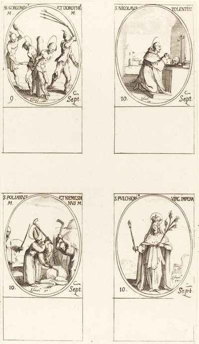 St. Gorgonius ve Dorothy; Tolentino Aziz Nikolaos; Aziz Polianus ve Nemesian; Aziz Pul by Jacques Callot