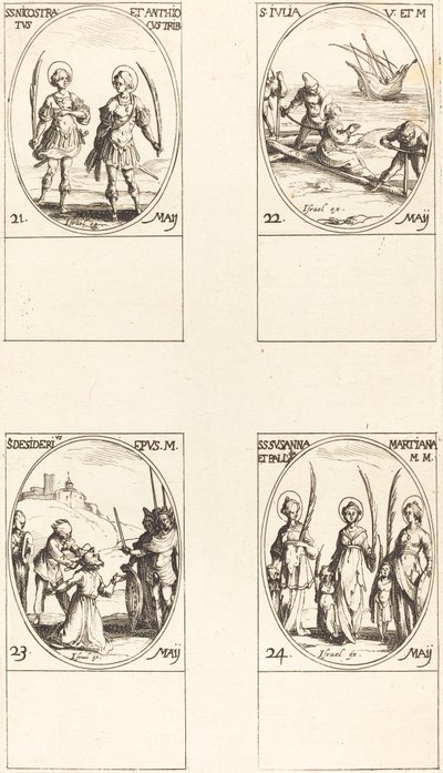 St. Nicostratus ve Antiochus; St. Julia; St. desiderius St. Susanna, Palladia, bir by Jacques Callot