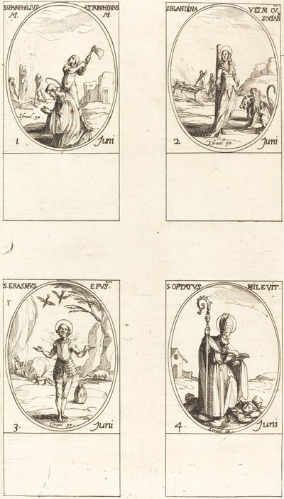 St. Pamphilius ve Porphyrius; St. Blandina ve Yoldaşları; St. Erasmus St. İstenilen by Jacques Callot