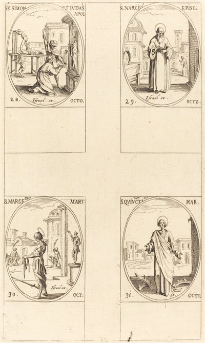 St. Simon ve Jude, Havariler; Aziz Narcissus; Aziz Marcellus; Aziz Quintin by Jacques Callot