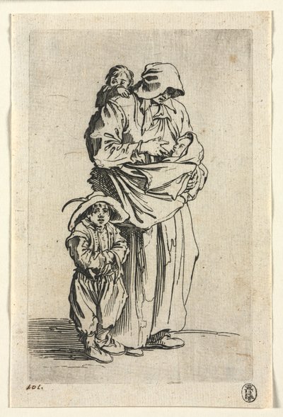 Dilenciler: Bir Anne ve Üç Çocuğu by Jacques Callot