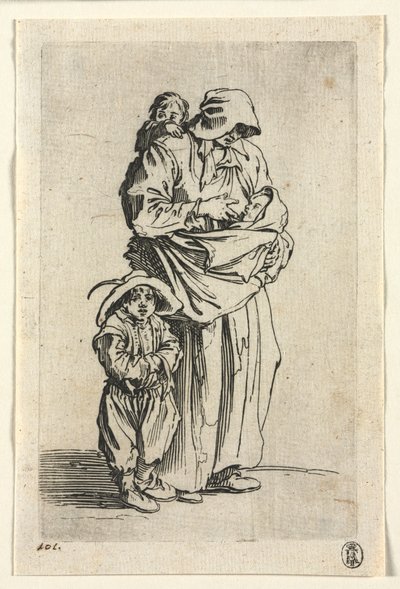Dilenciler: Bir Anne ve Üç Çocuğu, c. 1623. by Jacques Callot