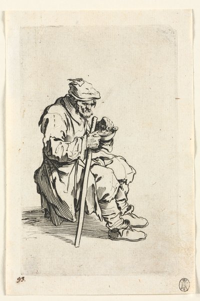 Dilenciler: Oturan ve Yemek Yiyen Dilenci by Jacques Callot
