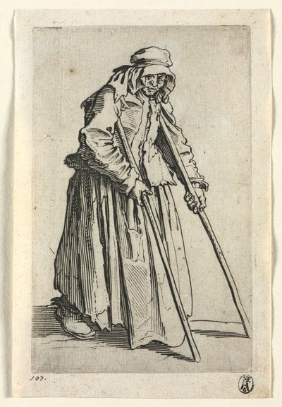 Dilenciler: Koltuk değneklerinde Dilenci Kadın by Jacques Callot