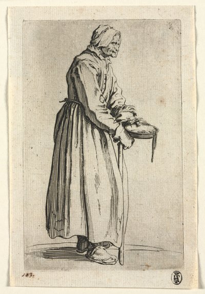 Dilenciler: Sadaka Kasesi ile Dilenci Kadın , c. 1623. by Jacques Callot