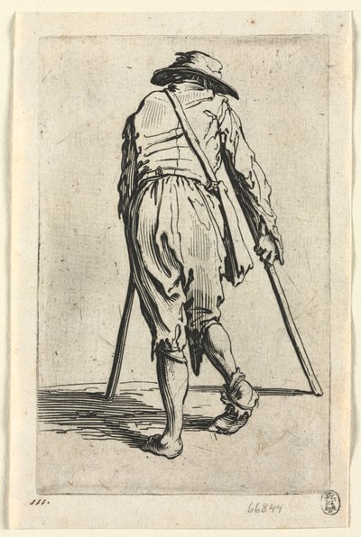 Dilenciler: Koltuk Değneğine Sahip, Şapkalı Dilenci by Jacques Callot