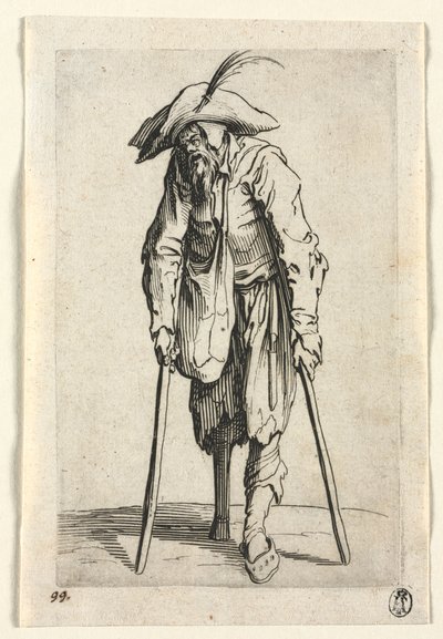 Dilenciler: Tahta Bacaklı Dilenci, c. 1623. by Jacques Callot