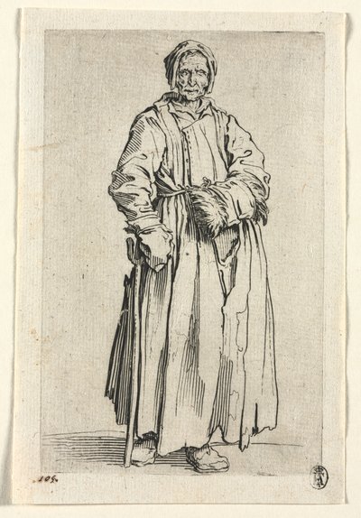 Dilenciler: Tek Gözlü Kadın, c. 1623. by Jacques Callot