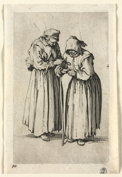Dilenciler: İki Dilenci Kadın by Jacques Callot