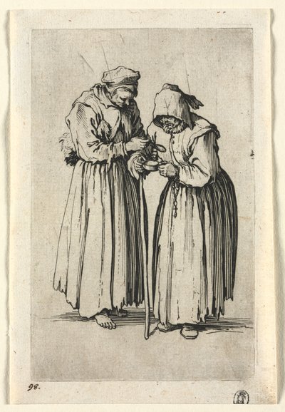 Dilenciler: İki Dilenci Kadın, c. 1623. by Jacques Callot