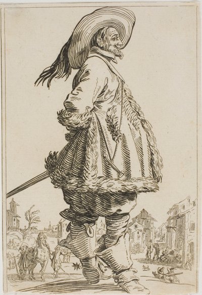 The Nobility of Lorraine serisinden Kürklü Mantolu Elleri Sırtında Beyefendi by Jacques Callot