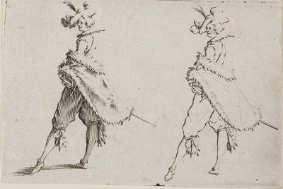 Kaprislerden Elleri Kalçalarına Poz Veren Paltolu Beyefendi by Jacques Callot