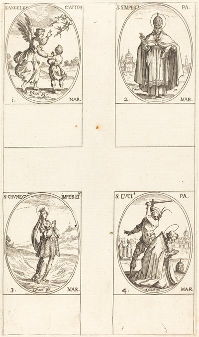 Koruyucu Melek; Aziz Simplici; Aziz Cünegündes; Aziz Luci by Jacques Callot