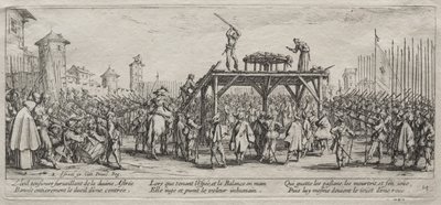 Savaşın Büyük Sefaletleri: Tekerlek Üzerinde Yürütme by Jacques Callot