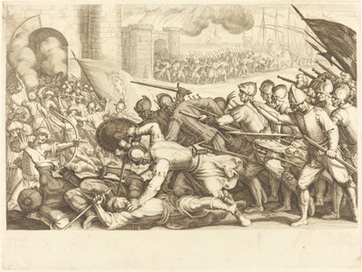 Bir Kasabanın Kapısını Zorlayan Birlikler by Jacques Callot