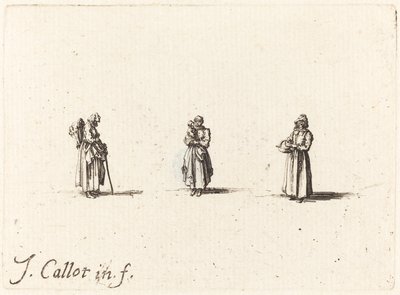 Üç Kadın, Biri Çocuk Tutuyor by Jacques Callot