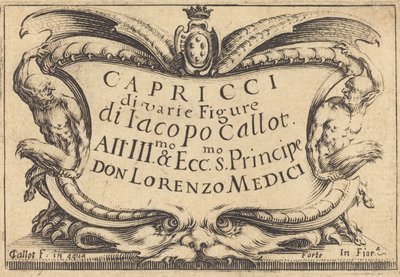 "The Capricci" için Başlık Sayfası by Jacques Callot