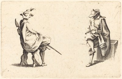 İki Oturan Figür by Jacques Callot