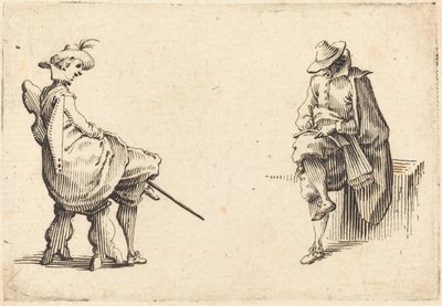 İki Oturan Figür by Jacques Callot