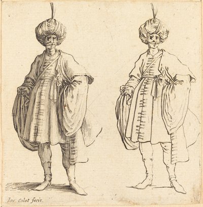 Tüylü Sarık Giyinmiş İki Türk by Jacques Callot