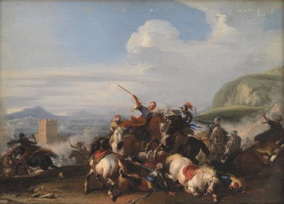 Türk Süvarileri ile Savaş Sahnesi by Jacques Courtois