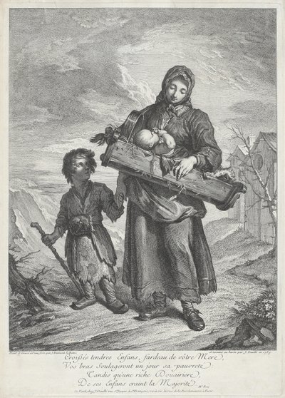 Beşik taşıyan genç bir anne by Jacques Dumont Le Romain, finished by Jean Daullé