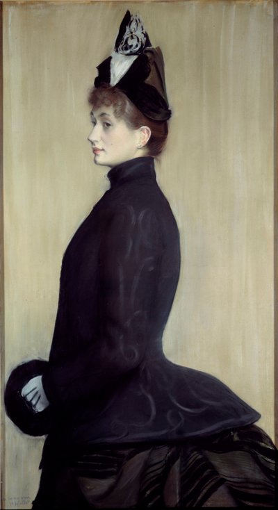 Madam Cüzdan Portresi Jacques Emile (Jacques-Emile) Blanche (1861-1942) 1887 Güneş tarafından Pastel boyama. 1,3x0,65 m Paris, Orsay Müzesi by Jacques Emile Blanche
