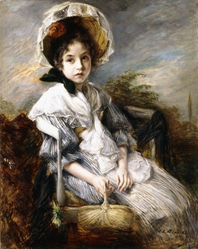 Bir Manzarada Oturan Genç Bir Kızın Portresi, by Jacques Emile Blanche