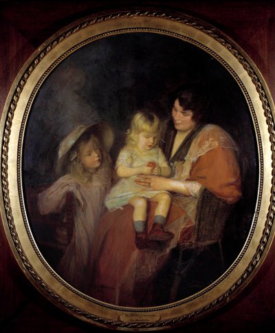 Mandalina Bir anne ve iki çocuğu. Resim Jacques Emile (Jacques-Emile) Blanche (1861-1942) 1898 Güneş. 1.4x1.2m. Paris, Petit Palais Müzesi by Jacques Emile Blanche