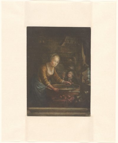 Soğan doğrayan genç kadın by Jacques Fabien Gautier Dagoty (attributed to)